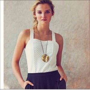 Deletta Anthropologie White texture cross back top